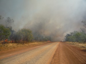 the road is on fire.